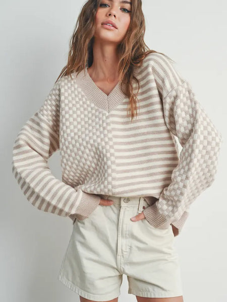 Frenchy Checker Pattern Sweater