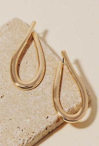 Metallic Oval Stud Post Drop Earrings