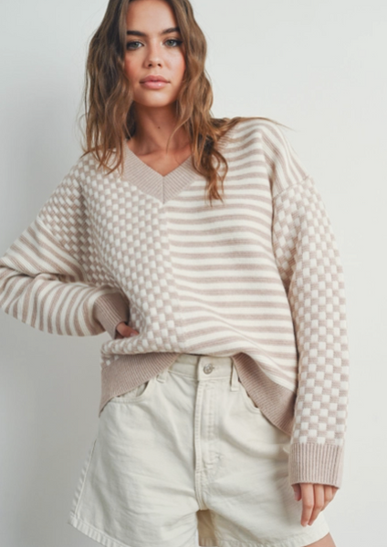 Frenchy Checker Pattern Sweater