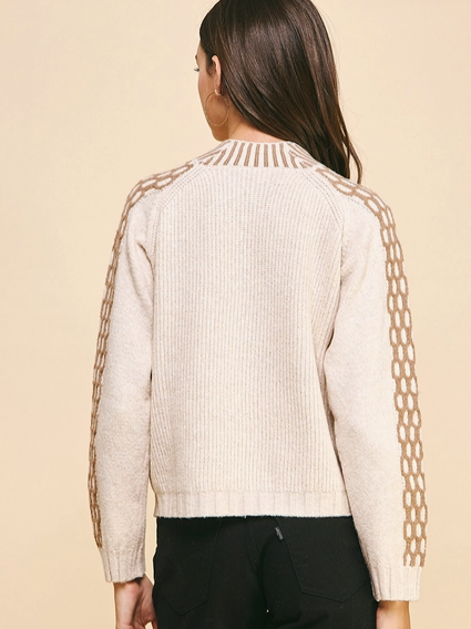 Mock Neck Sweater Top - Taupe