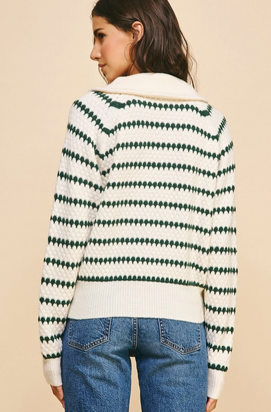 Stripe Collared Sweater Top