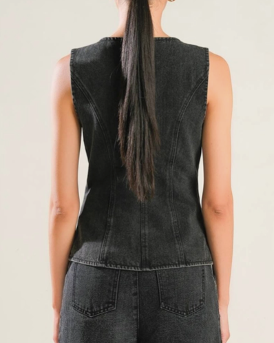 Washed Denim Vest