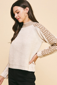 Mock Neck Sweater Top - Taupe