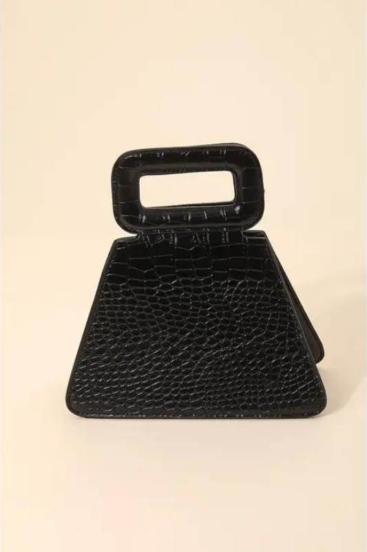 Faux Alligator Skin Triangle Handbag