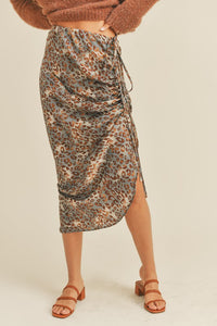 Leopard Printed Ruching Skirt