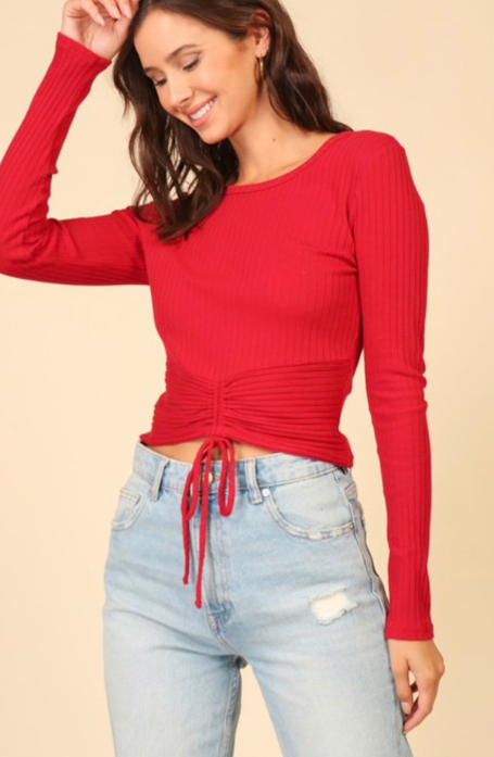 red long sleeve top 