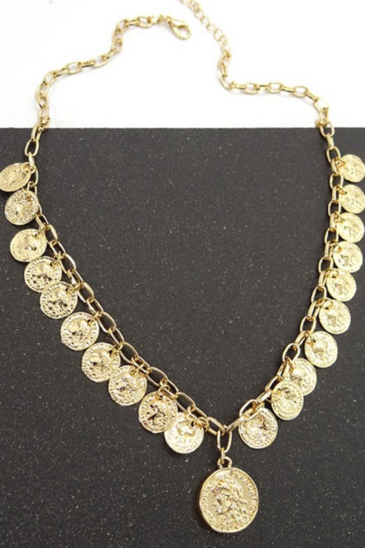 gold coin statement necklace 