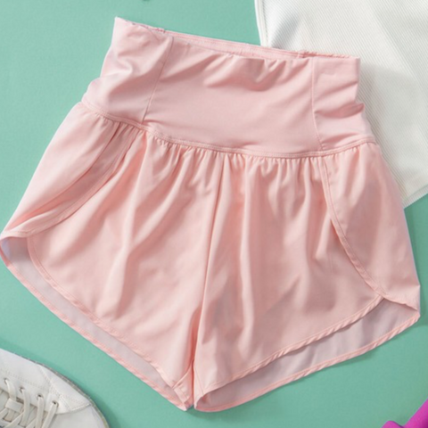 track shorts. pink. lulu dupes 